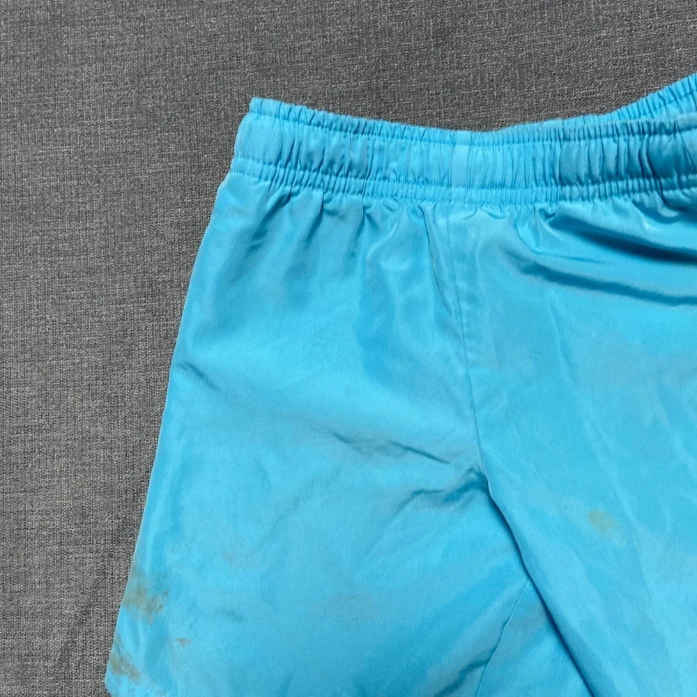 Nike Dri Fit Training‎ Shorts Boys 4 Blue Swoosh Logo Elastic Waist Side Slit